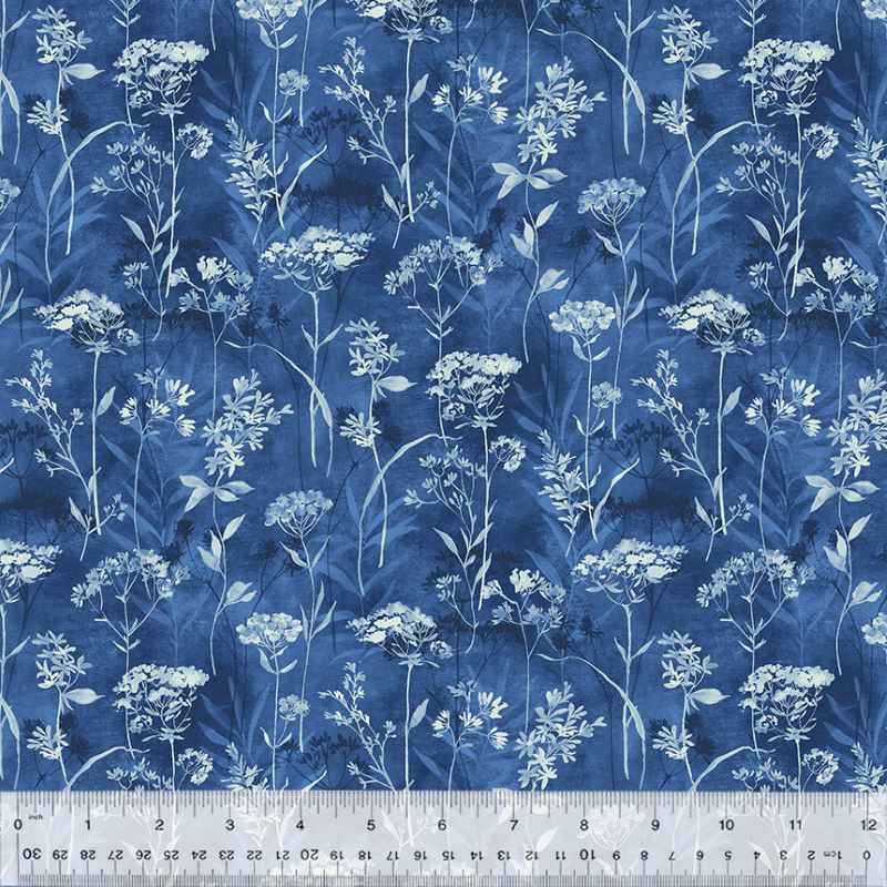 Tissu Patchwork Botanical Blues Wild Flowers Blue