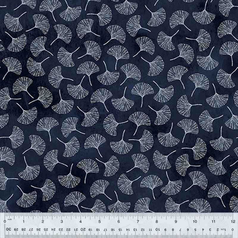 Tissu Patchwork Botanical Blues Gingko Ink