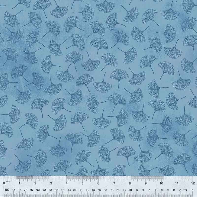 Tissu Patchwork Botanical Blues Gingko Soft Blue