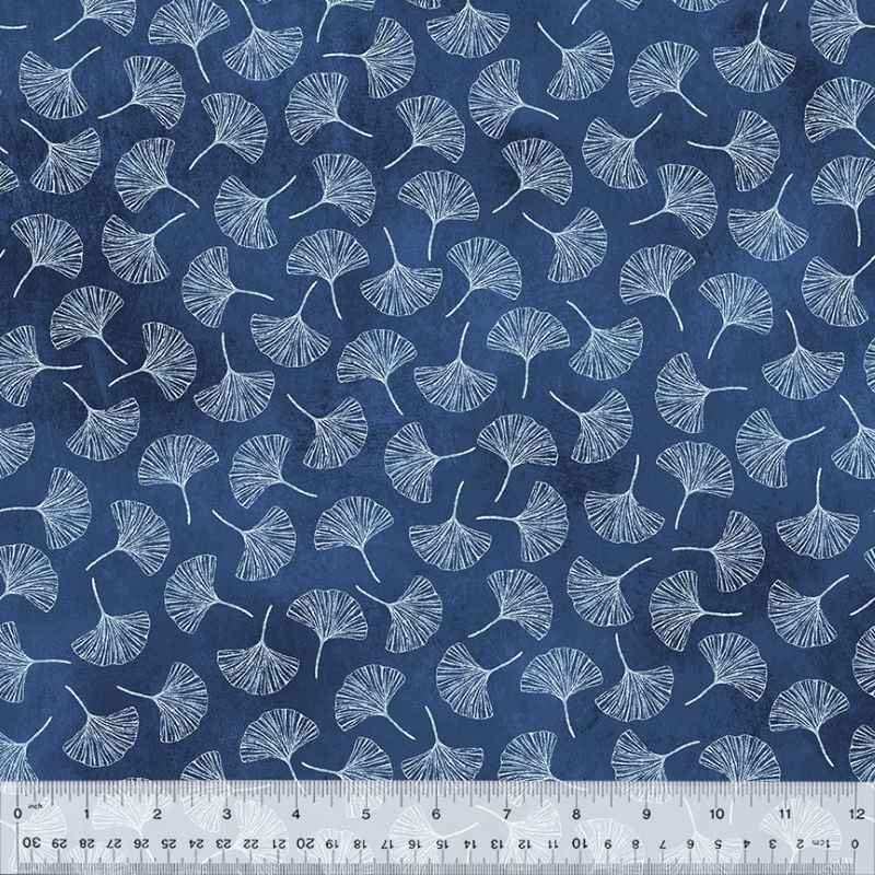 Tissu Patchwork Botanical Blues Gingko Blue