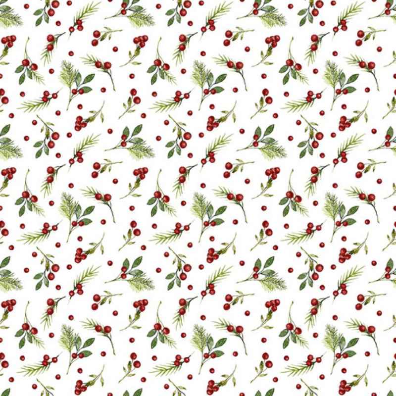 Tissu Patchwork Winter White Berries