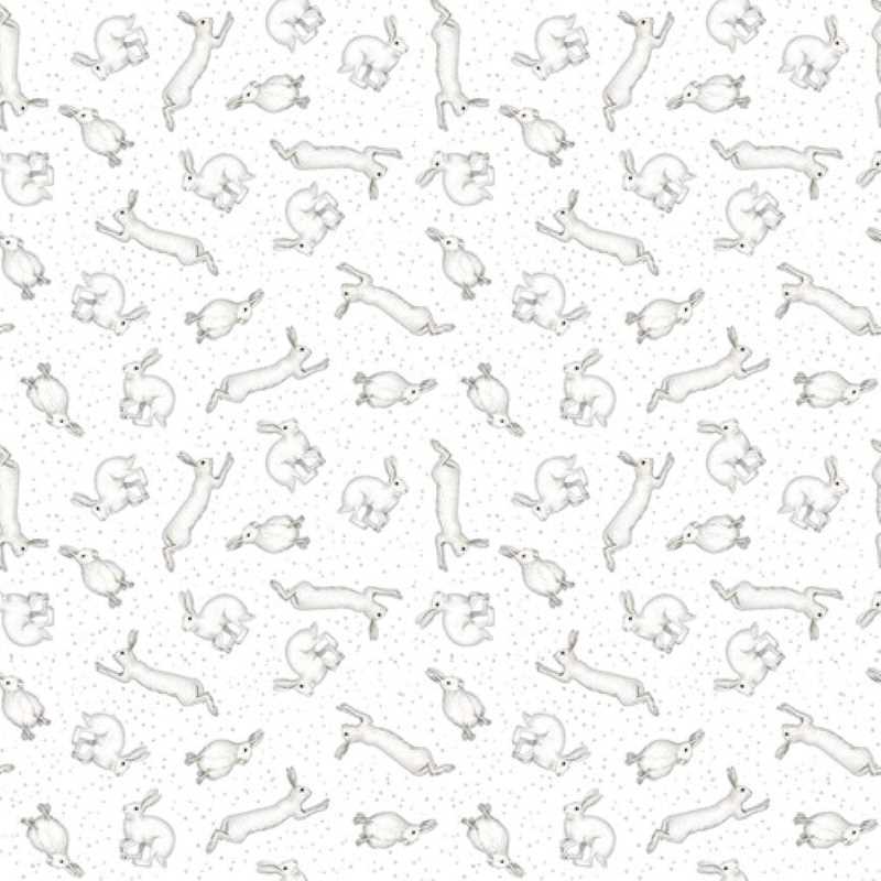 Tissu Patchwork Winter White Rabbits
