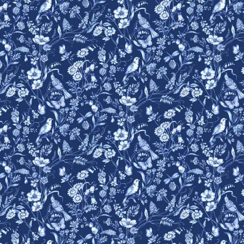 Tissu Patchwork Anna Blue Floral Navy