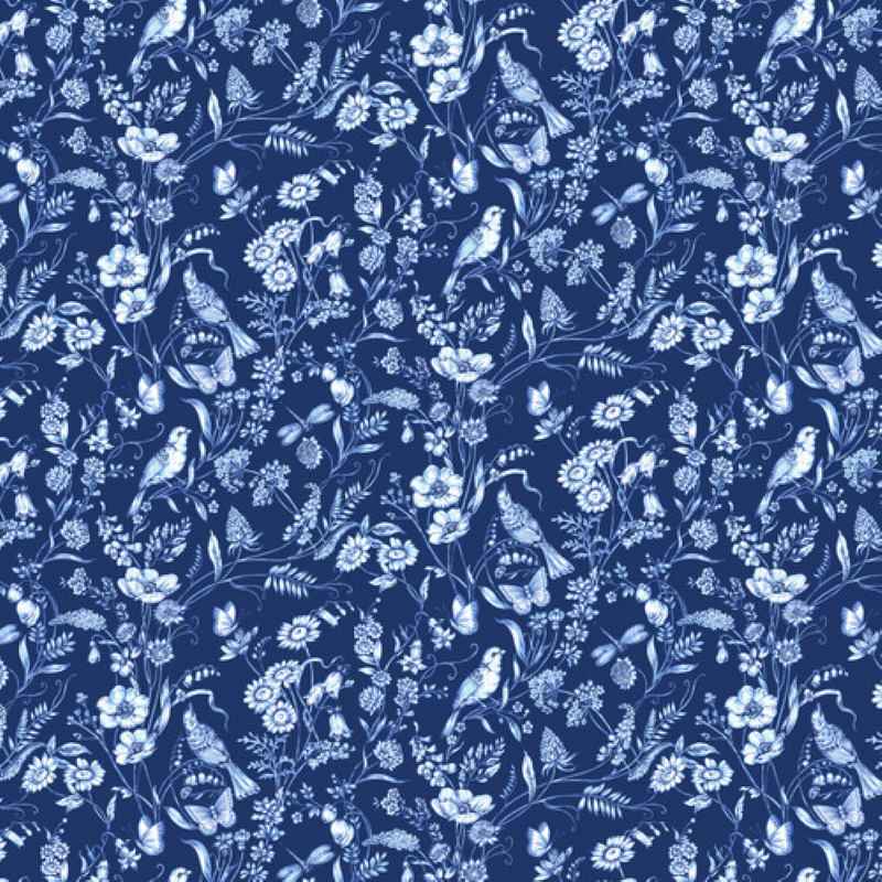 Tissu Patchwork Anna Blue Floral Navy, Coupon