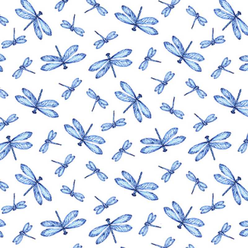 Tissu Patchwork Anna Blue Dragonflies, Coupon