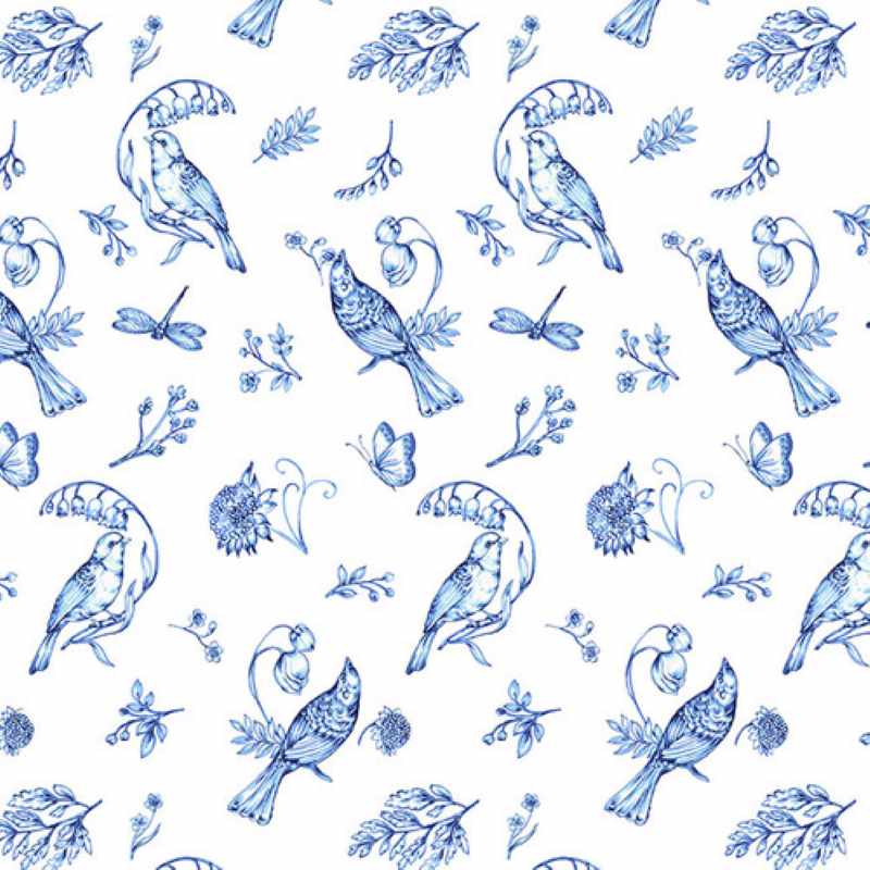 Tissu Patchwork Anna Blue Birds, Coupon