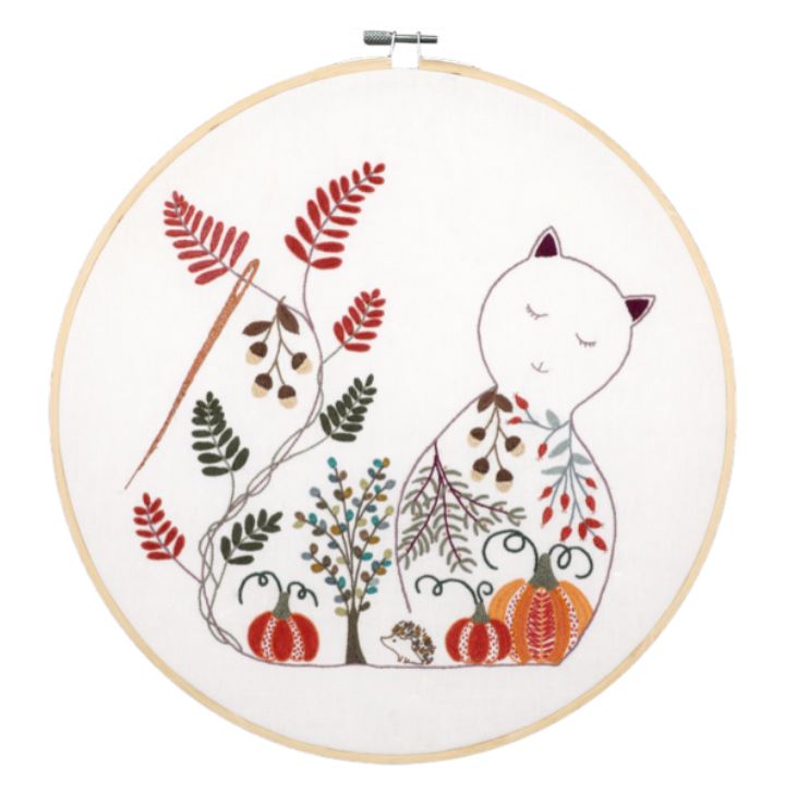 Kit Broderie "Le Chat en Automne"