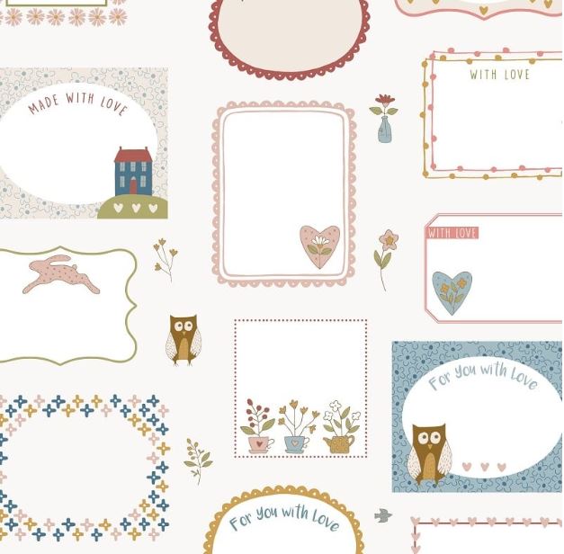 Panneau Etiquette Patchwork Owl & Hare