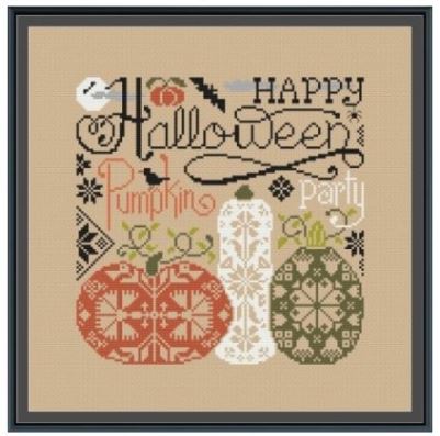 Modèle Points Comptés - Happy Halloween Pumpkin Party