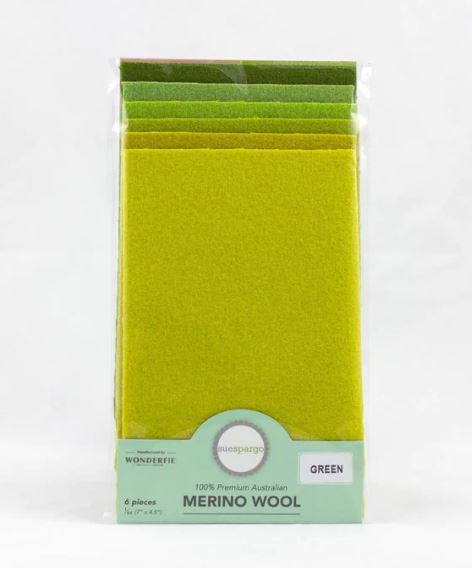 Assortiment de 6 Lainages Sue Spargo "Vert"