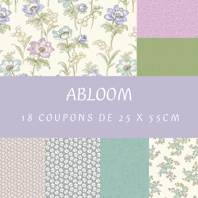 Tissu Patchwork Collection Abloom, 18 Coupons 25x55cm