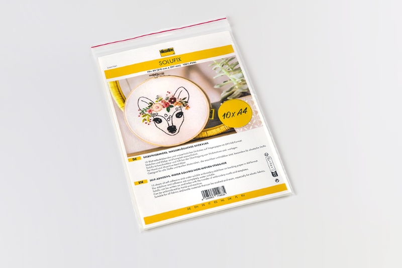 Vliesline Solufix, Voile hydrosoluble pour broderie 10 feuilles A4