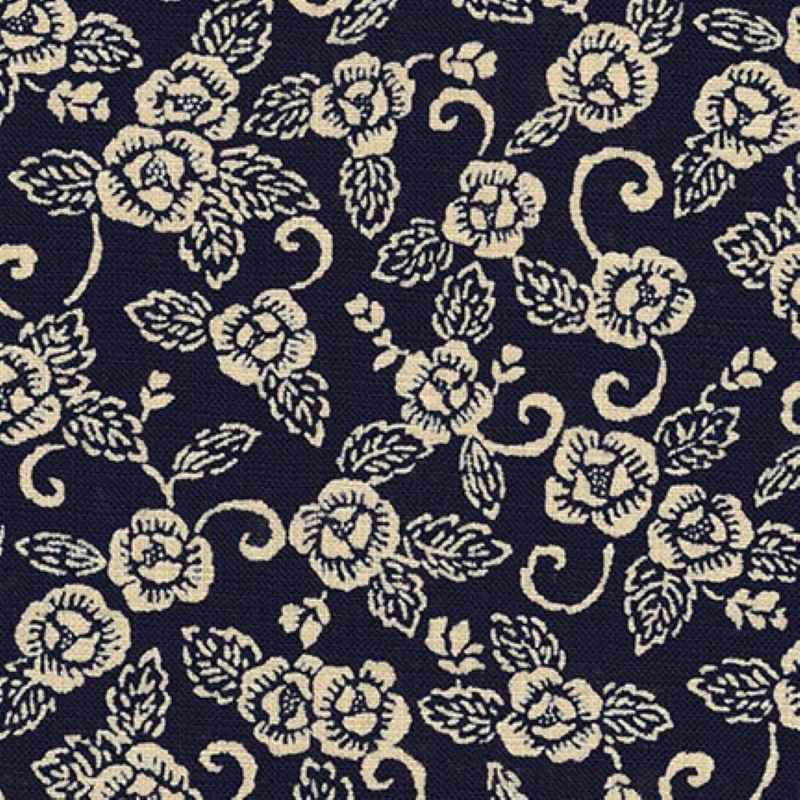 Tissu Japonais Nara Homespun Fleurs Indigo