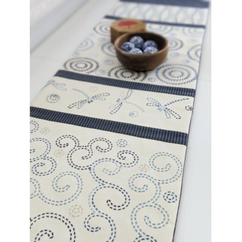 Kit Sashiko _ Chemin de Table Elements Ecru
