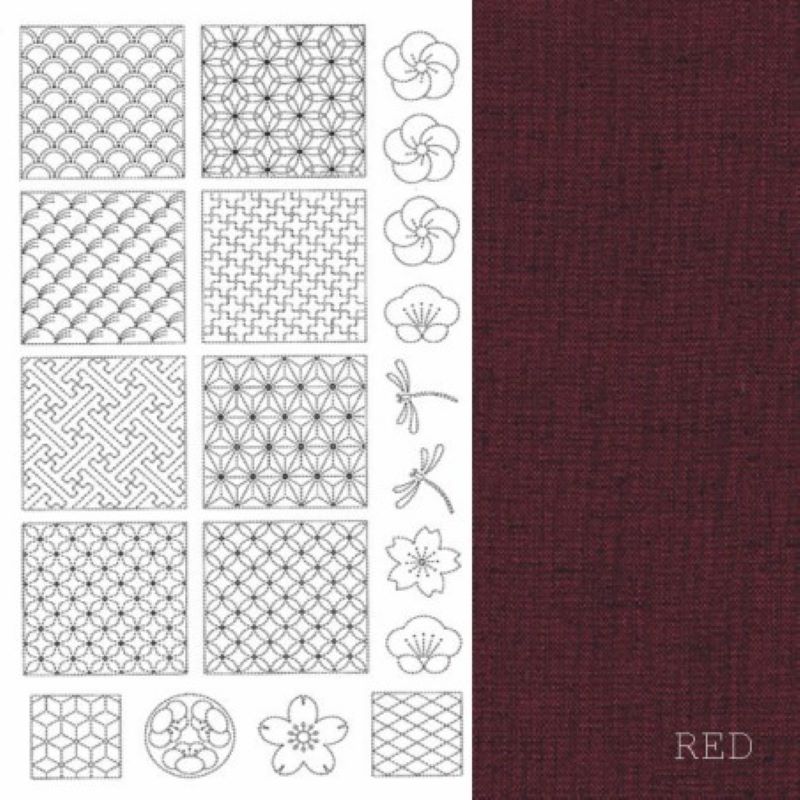 Panneau Sashiko n°1_ Rouge Sombre