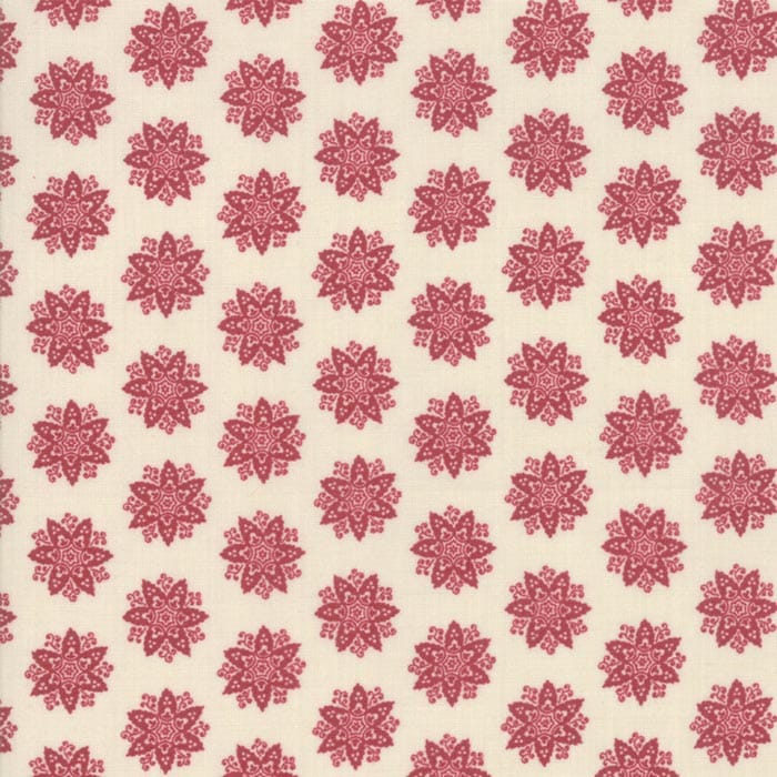 Tissu Patchwork Noël _ Fleur de Noel rouge sur fond crème, Coupon