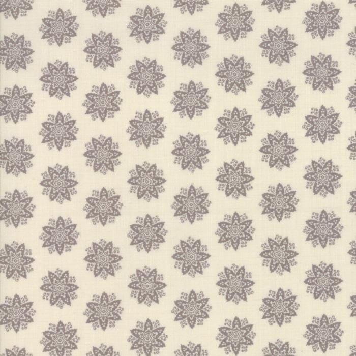 Tissu Patchwork Noël _ Fleur de Noel gris taupe sur fond crème, Coupon