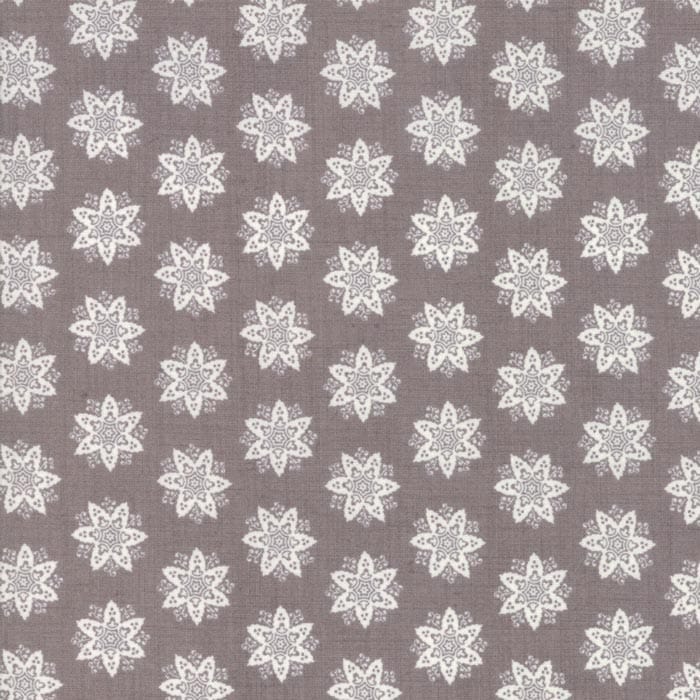 Tissu Patchwork Noël _ Fleur de Noel crème sur fond gris taupe, Coupon