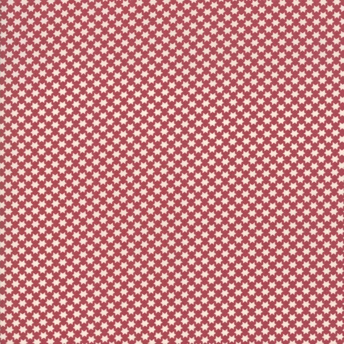 Tissu Patchwork Noël _ Fleur de Noel Etoile crème sur fond rouge, Coupon