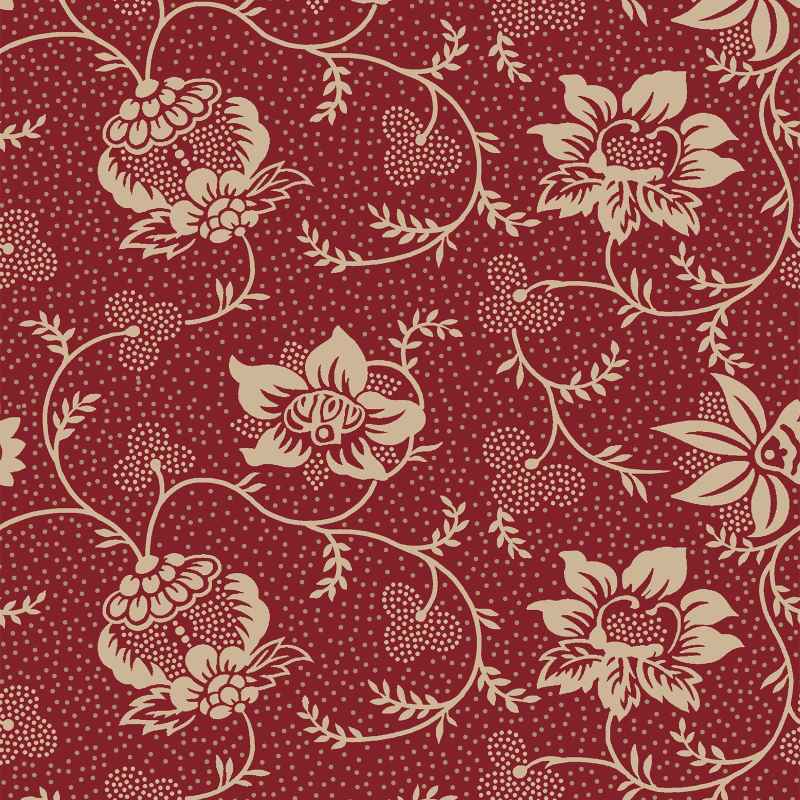 Tissu Patchwork Colour Poetry Fleur Rouge Sombre