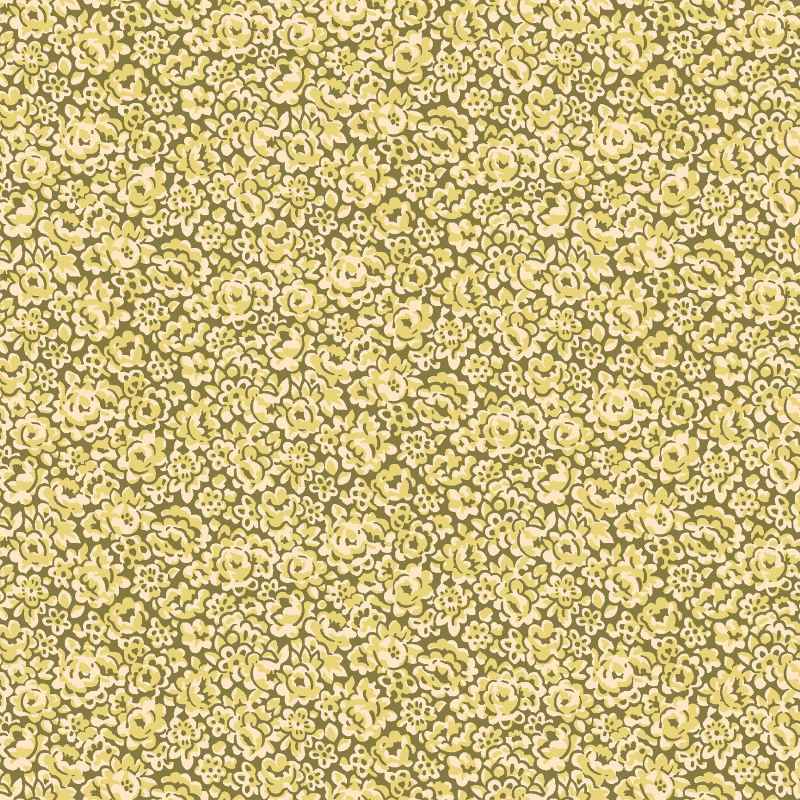 Tissu Patchwork Colour Poetry Fleurs Vertes, Coupon