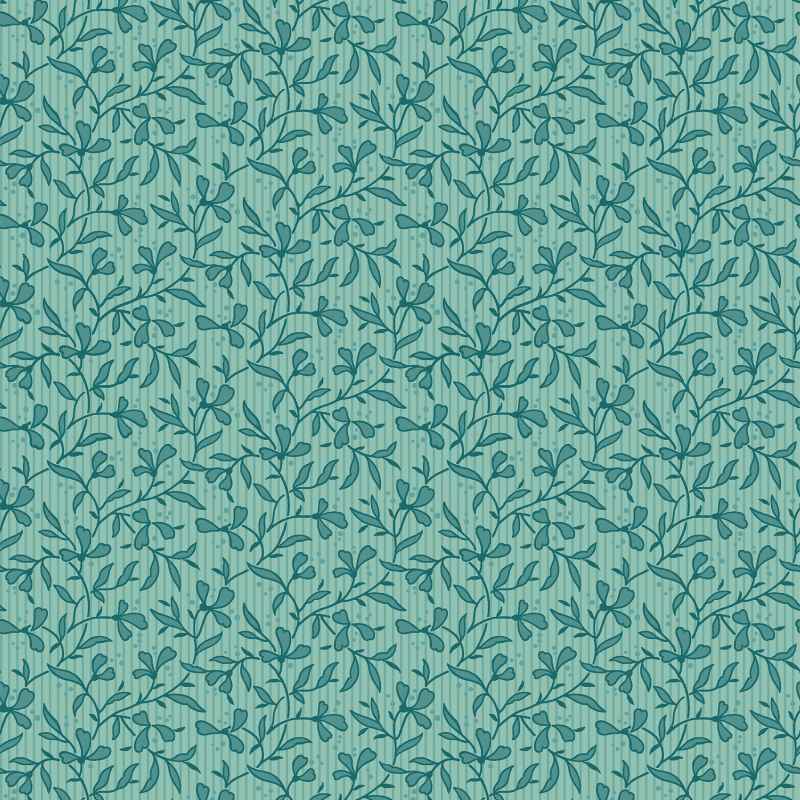 Tissu Patchwork Colour Poetry Feuillage Bleu-Vert