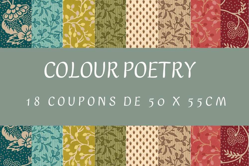 Tissu Patchwork Collection Colour Poetry, 18 Coupons 50x55cm