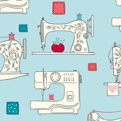 Tissu Patchwork Sew What _ Sewing Machines _ Aqua _ Coupon