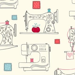 Tissu Patchwork Sew What _ Sewing Machines _ Cream _ Coupon